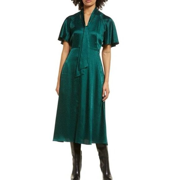 Julia Jordan plus size vintage inspired satin midi dress tie neck size 14 twee - Picture 1 of 13